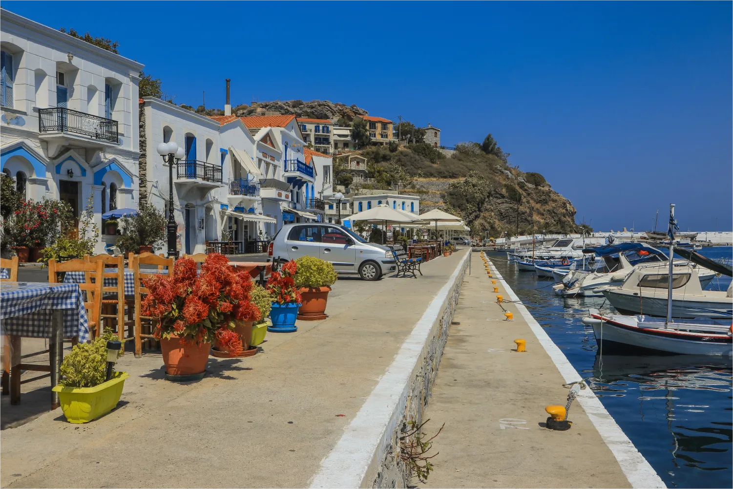 A beautiful promenade in Evdilos port, Ikaria