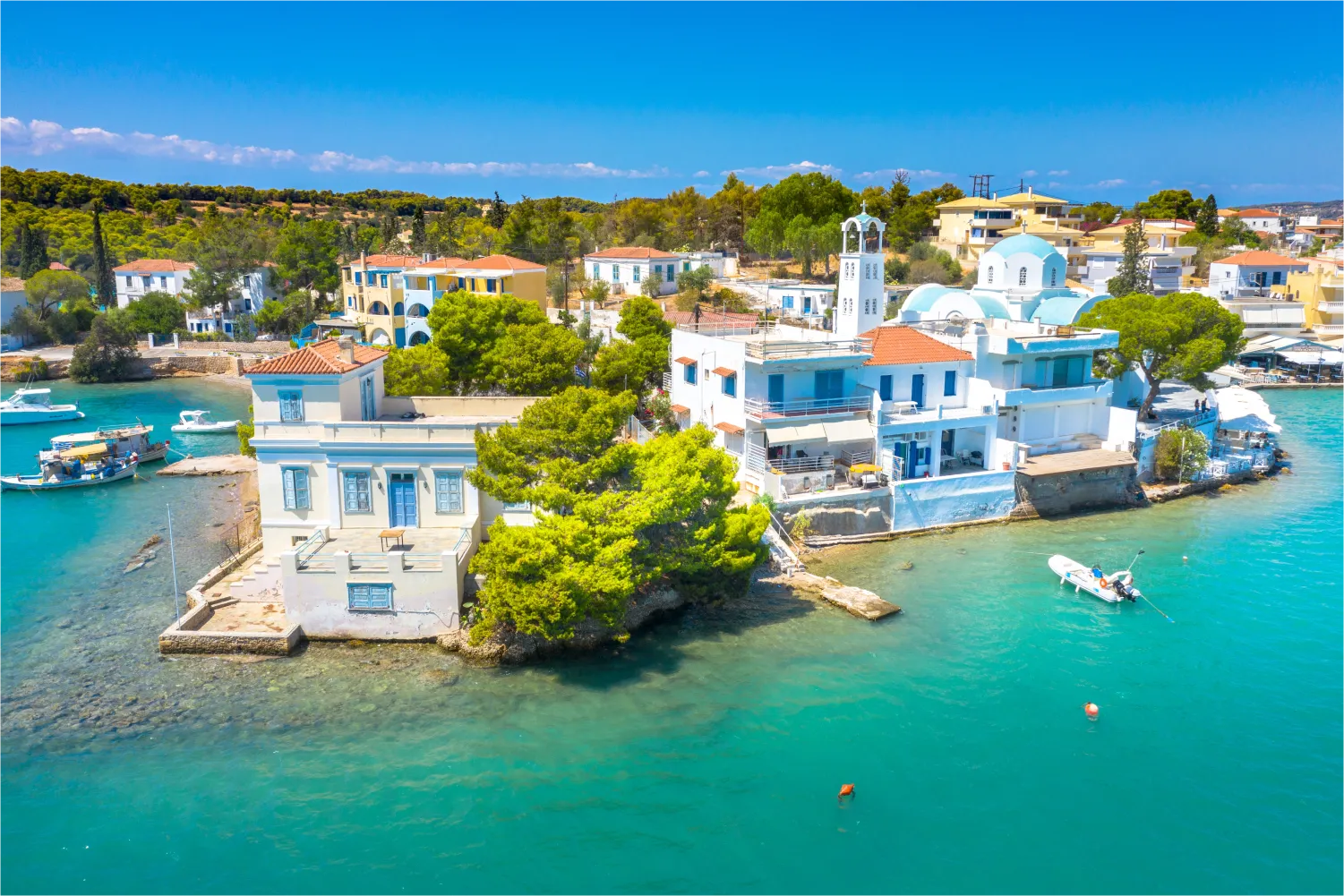 View Of The Picturesque Coastal Town Of Porto Heli