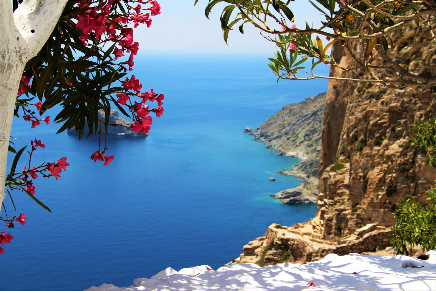 amazing view to the endless deep blue from Panagia Chozoviotissa Monastery