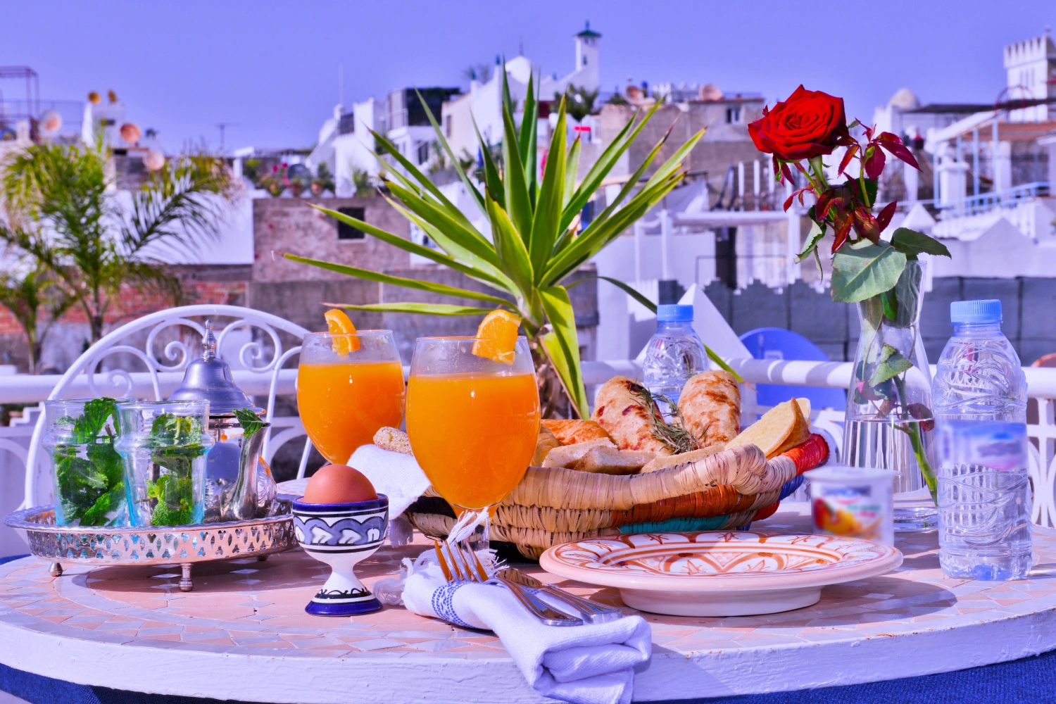 Typical Moroccan breakfast in Tanger, Morocco