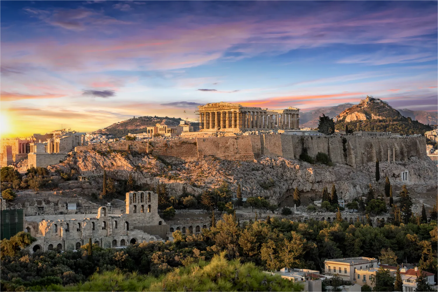 View of the dazzling Acropolis of Athens and its surroundings