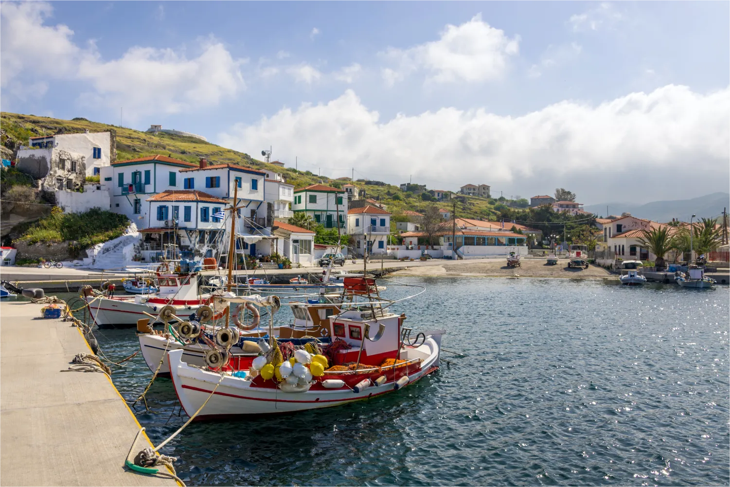 The Picturesque Harbor Of Agios Efstratios with its fishing boats