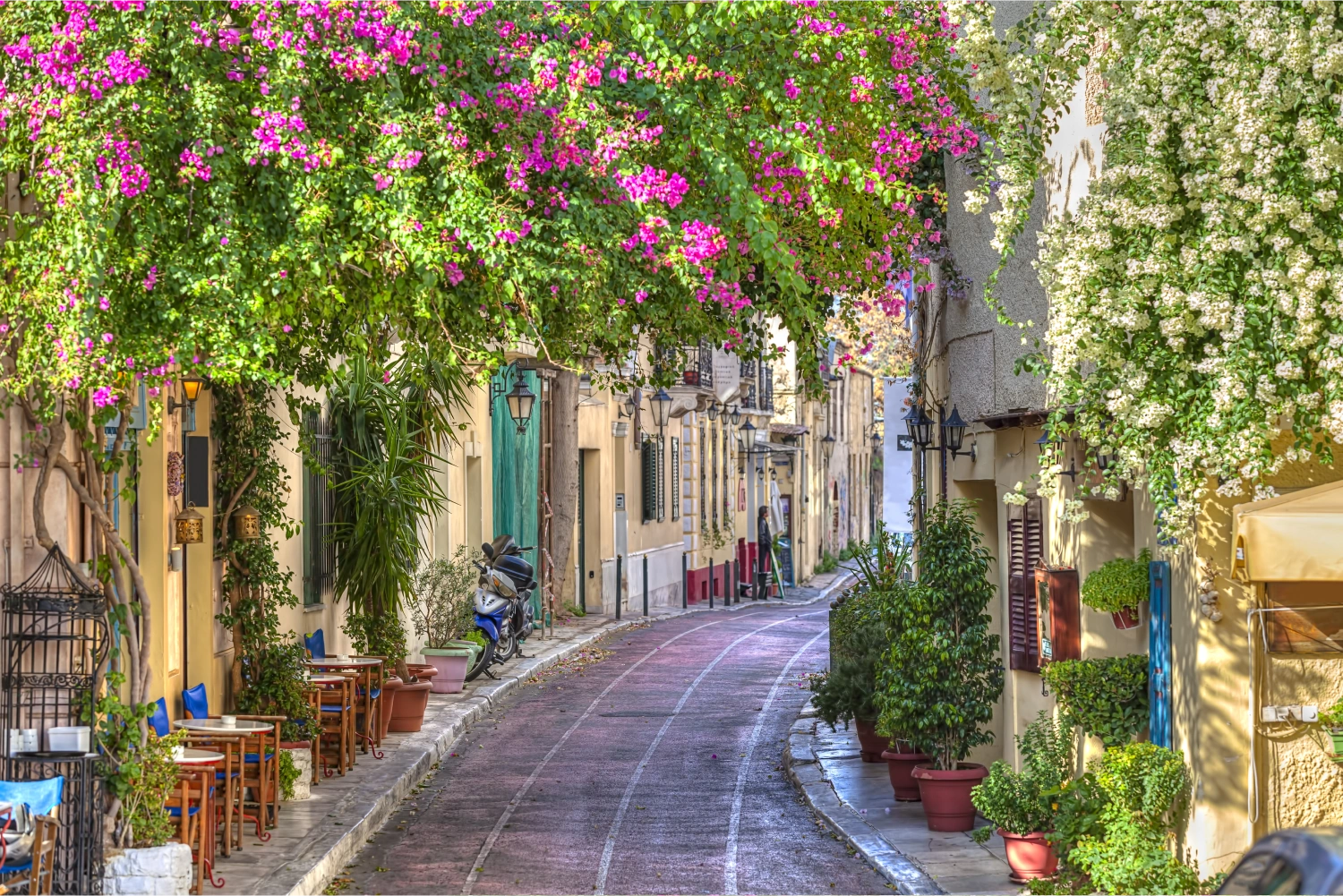 Traditional narrow street in Plaka, Athens