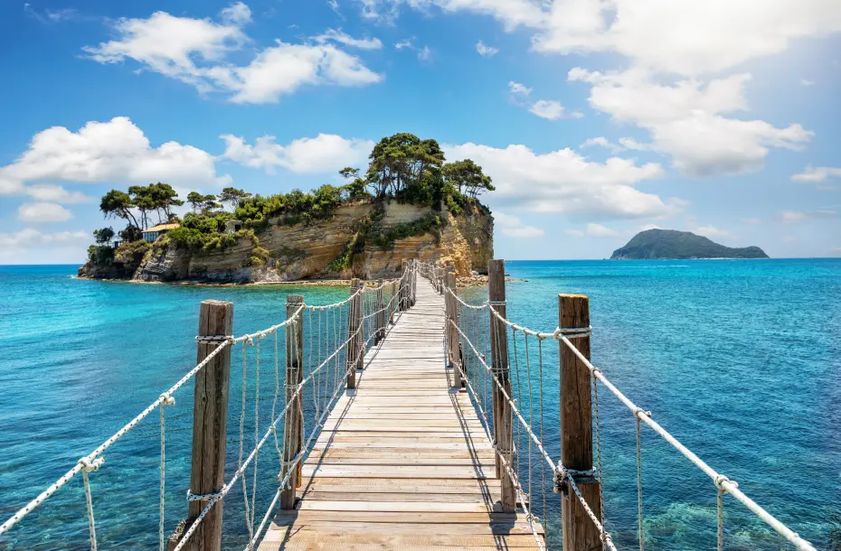 Bridge to the islet of Agios Sostis, Zakynthos