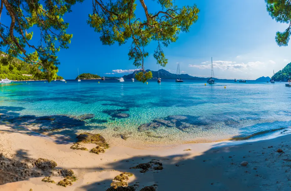 The famous Playa De Formentor Beach in Palma de Mallorca