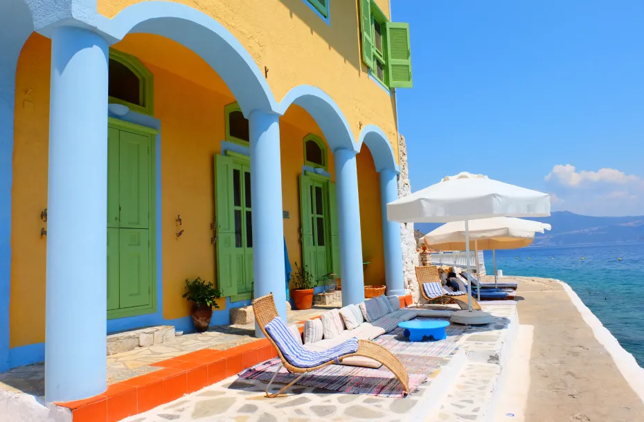 Colorful building in Megisti, Kastelorizo