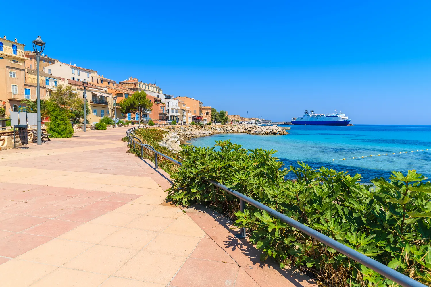 Promenade Along the Sea In Ile Rousse Coastal Town, Corsica