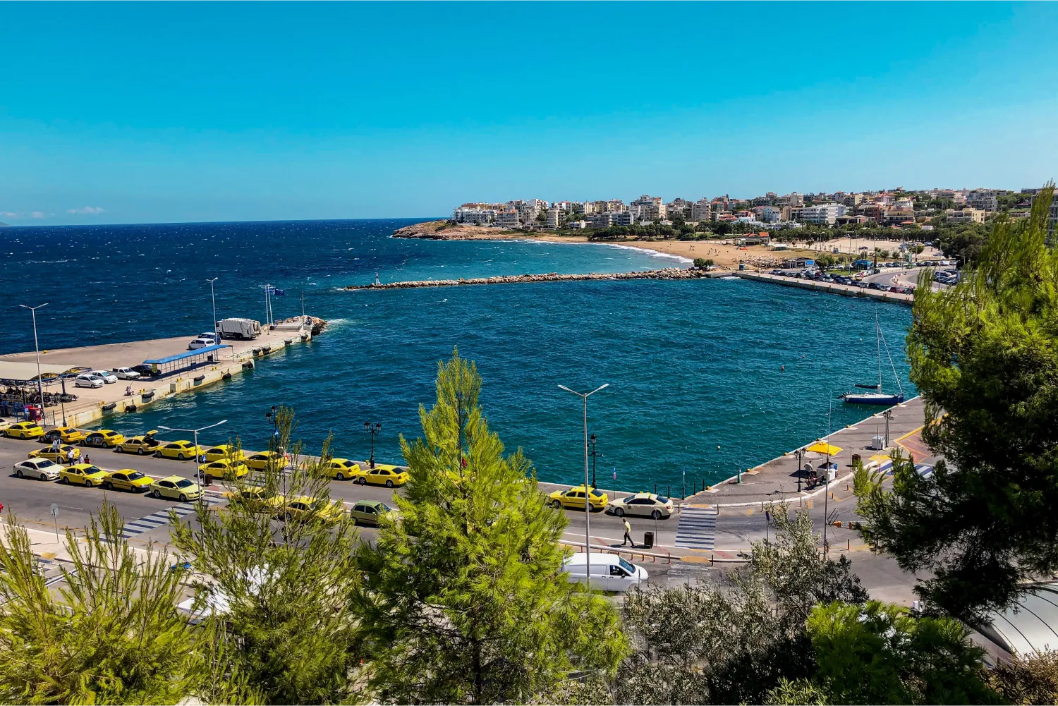 View of Rafina port from a cliff 