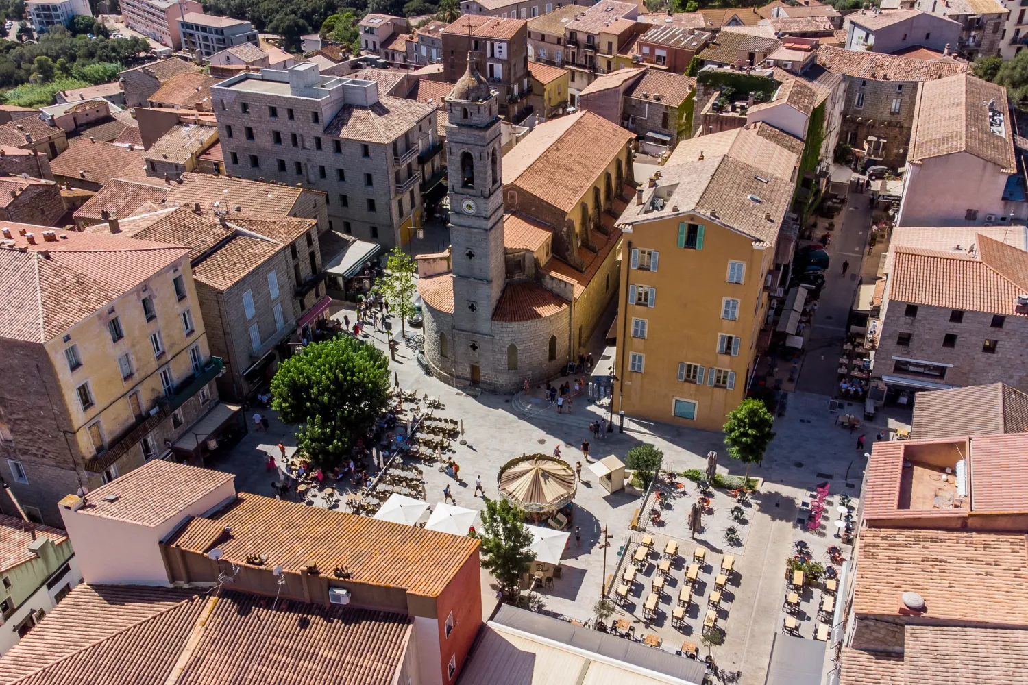 Aerial view of the old city of Porto Vecchio in Corsica