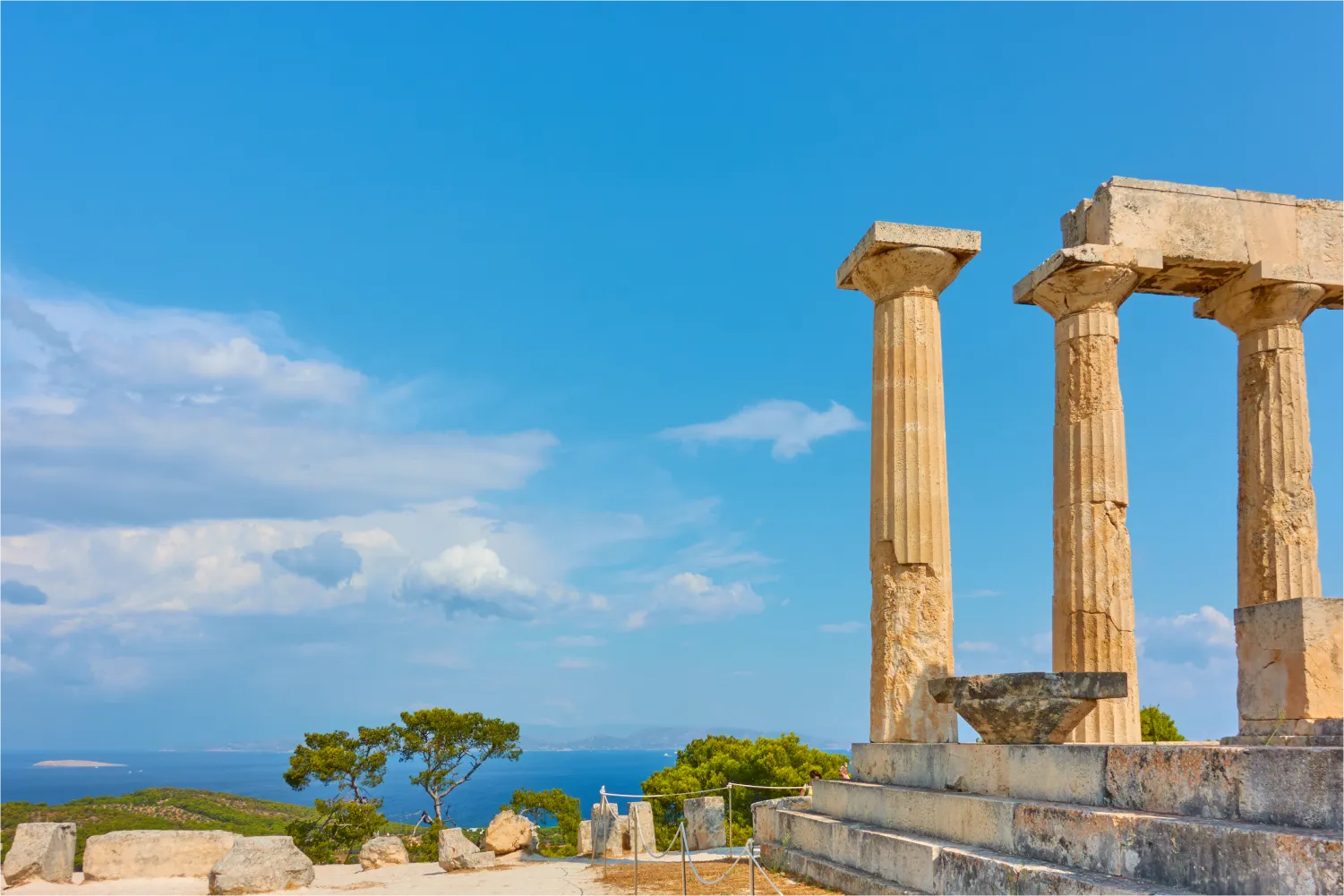 The Columns Of The Temple Of Aphaea In Aegina with the endless sky in the background