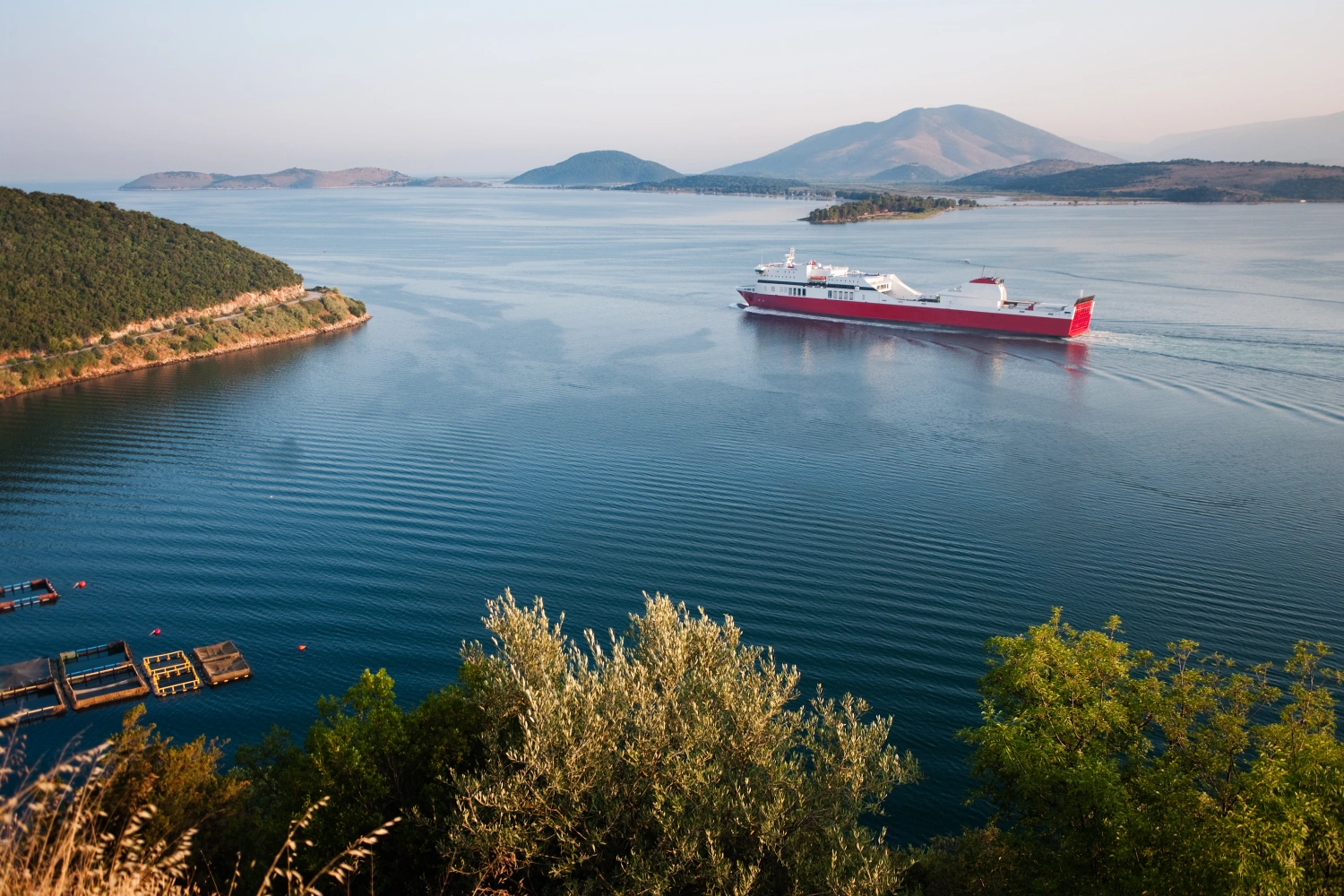 View of the ferry to Igoumenitsa, departing from Italy