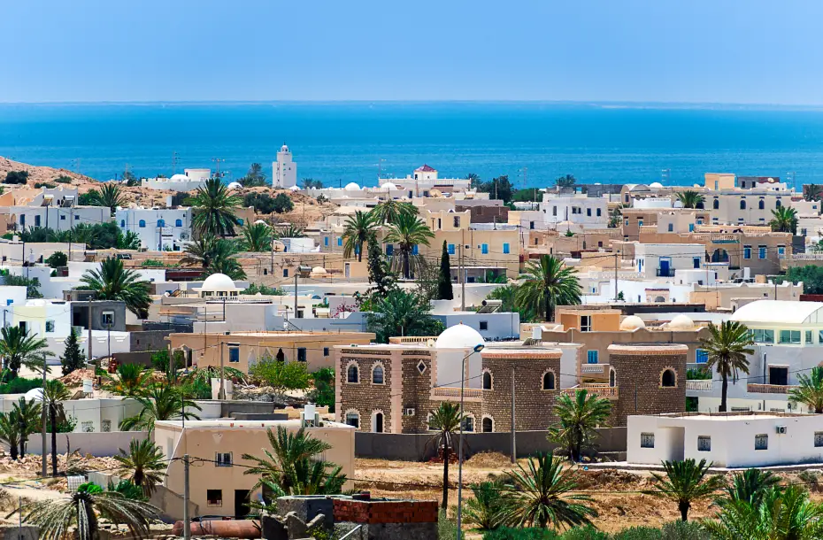 View of Djerba Island's town, Tunisia