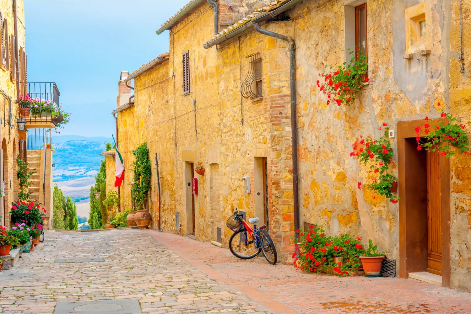 A Street In The Beautiful Little Village Of San Gimignano in Livorno With A View Of The Tuscan Valley