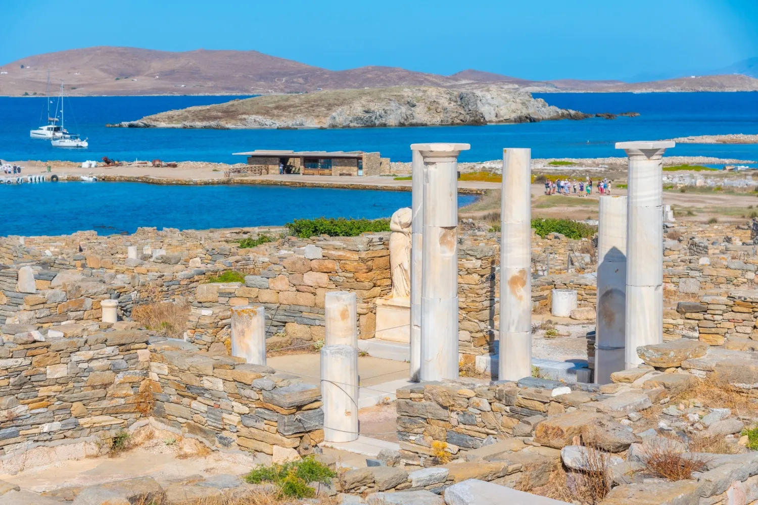 Ancient Ruins At Delos Island In Greece
