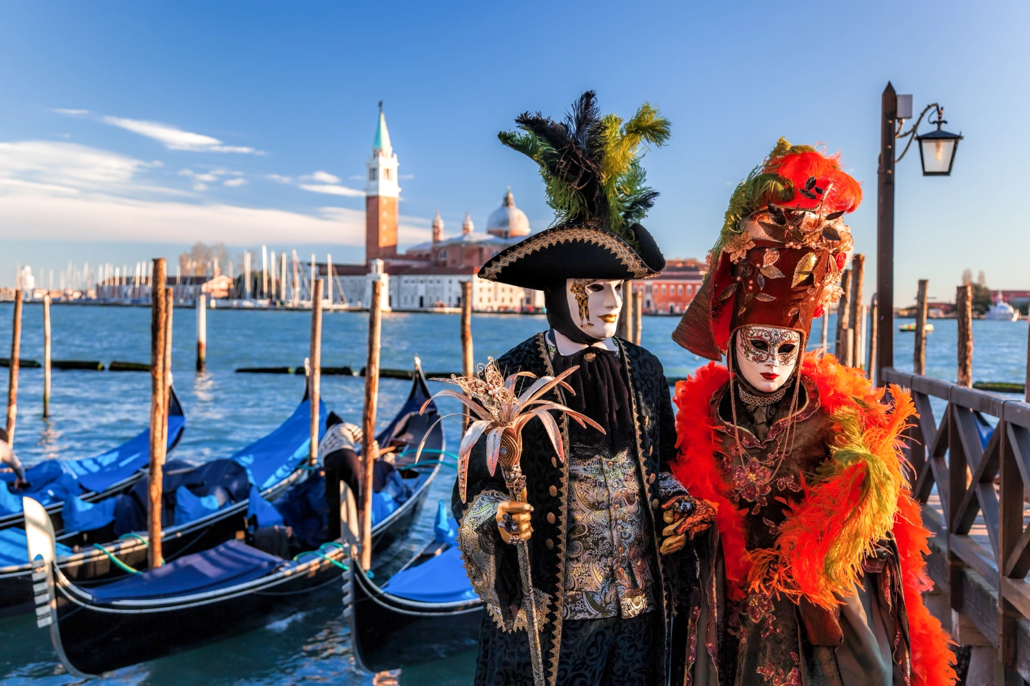 Masked couple attending the famous Venice Carnival