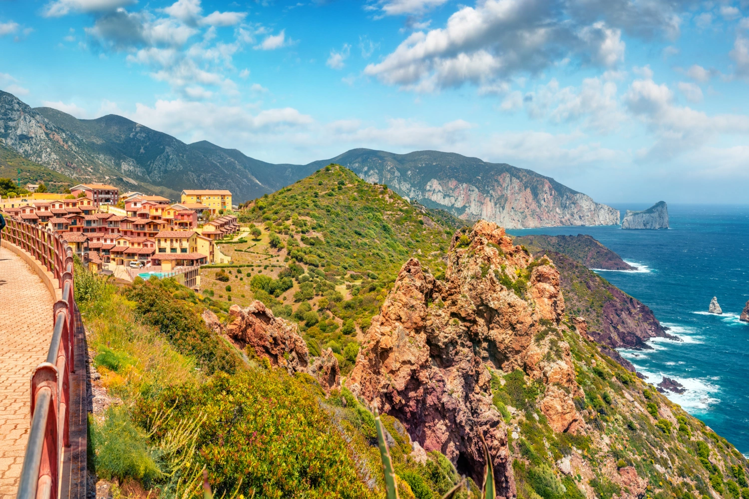 Beautiful road to Nebida in Sardinia