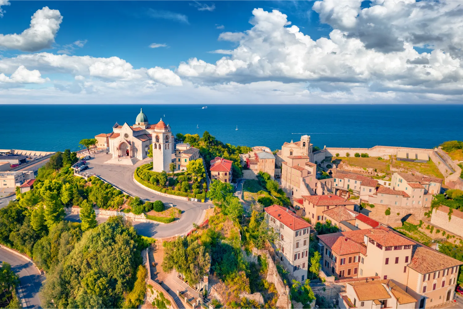 Bright Summer View Of Cattedrale Di San Ciriaco Church And San Gregorio Illuminatore in Ancona