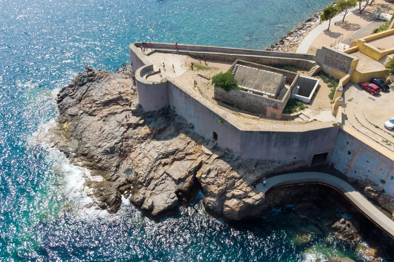 Aerial View Of The Citadel Of Bastia, Chiostro Bastion, In The North Of Corsica, With A Powder Keg Built On Rocks