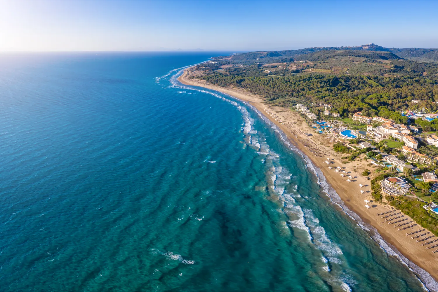 The Beautiful Golden Coast At Kastro Kyllini, Peloponnese, Greece