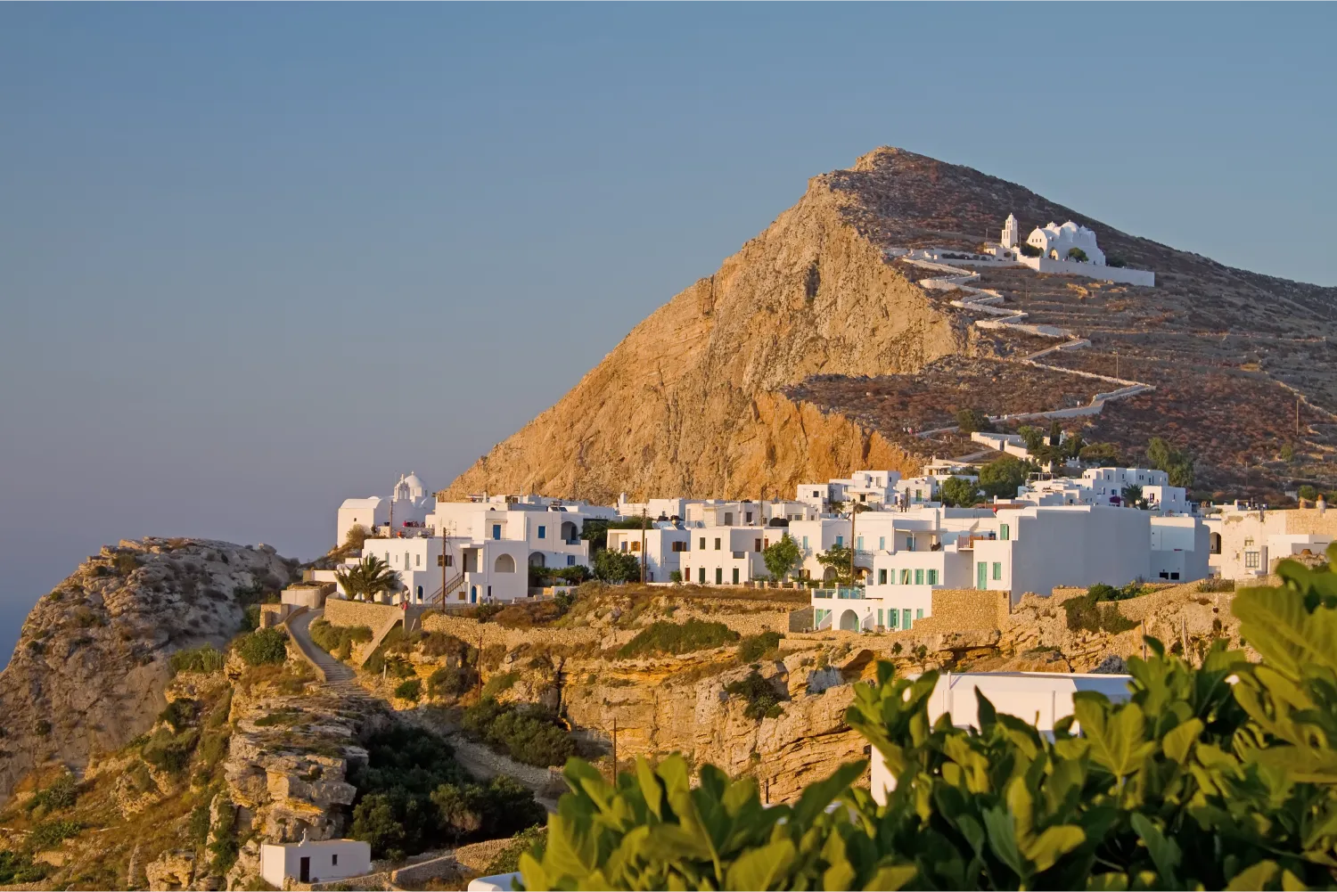 The Picturesque Town Of Chora Of Folegandros and The Church Of Virgin Mary sitting on top