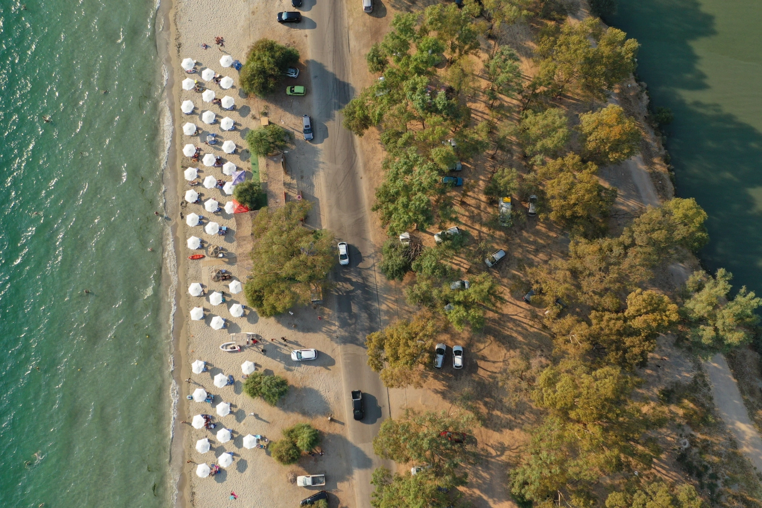 Aerial view of Drepano Beach In Igoumenitsa
