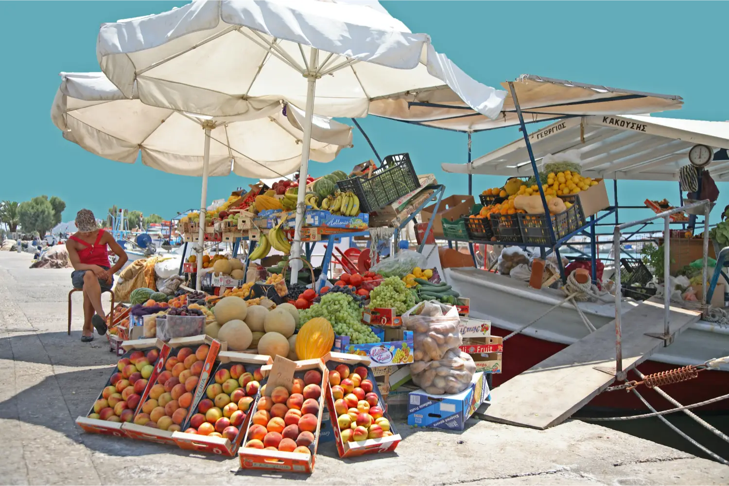 fruit market next to the port of Souvala in Aegina