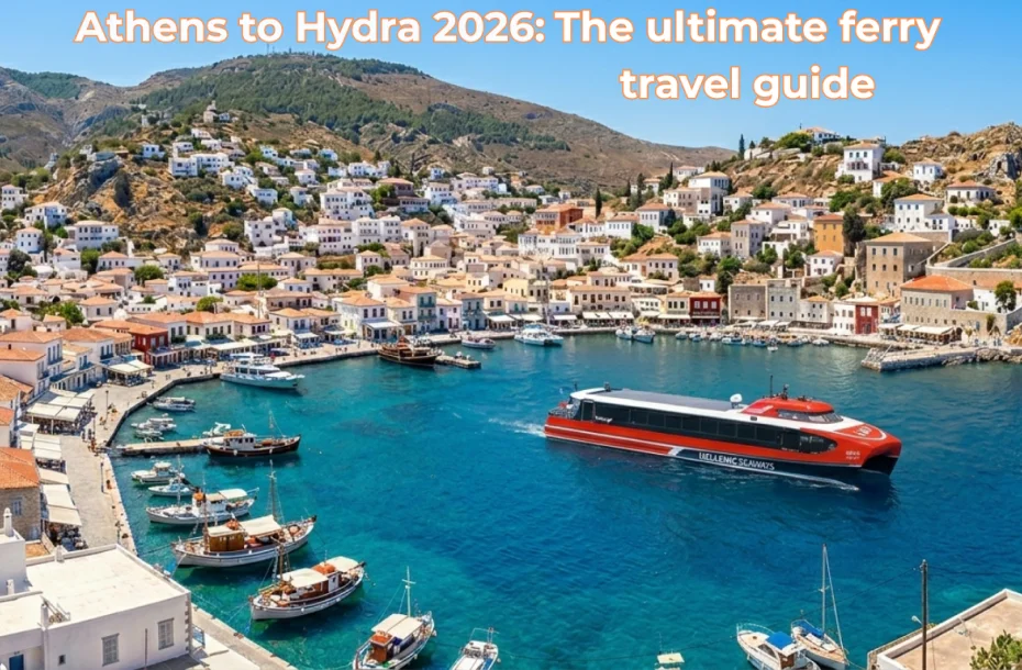 High-speed vessel reaching the port of Hydra