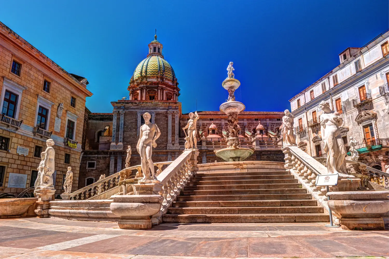 Fountain Of Shame On Baroque Piazza Pretoria in Palermo, Sicily
