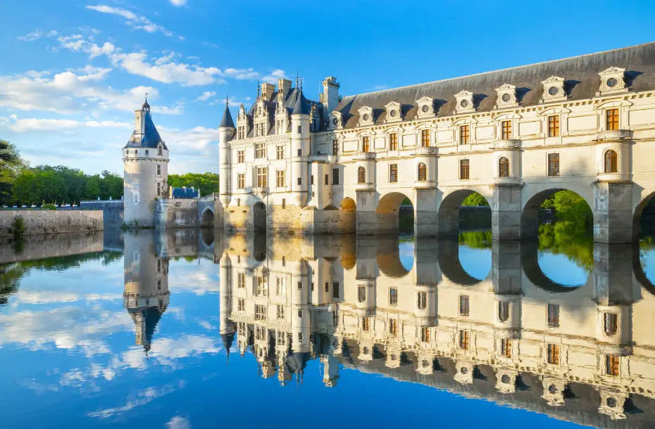 View of Château de Chenonceau, located in the Loire Valley, in the small village of Chenonceaux
