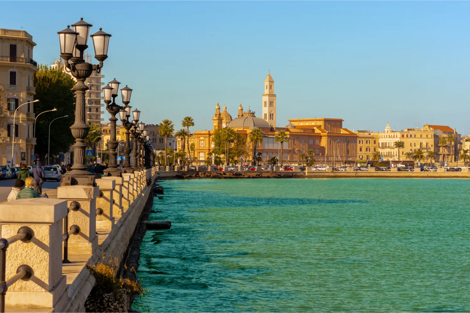 View Of Bari Seafront In The Background Basilica San Nicola Apulia